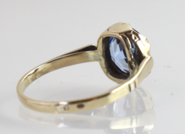 Vintage 14 karaat gouden ring met blauwe spinel