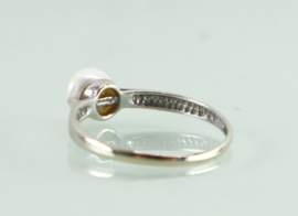 Art Deco 18 karaat witgouden ring met barok parel