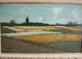Schilderij bollenvelden Willem Witjens (1884-1962)