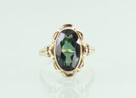 Vintage gouden ring donker groene spinel