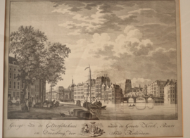 Antieke gravure Rotterdam, 18e eeuw
