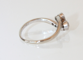 Art Deco witgouden met platina ring met diamanten