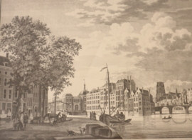 Antieke gravure Rotterdam, 18e eeuw