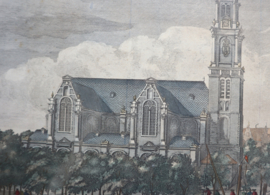 Antieke gravure Westerkerk Amsterdam 1726