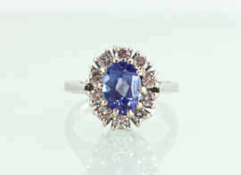 Vintage witgouden ring tanzaniet briljant