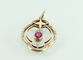 Gouden hanger roze saffier Hermann Siersbøl Denemarken