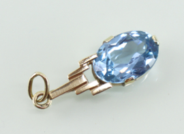 Art Deco gouden hanger blauwe spinel