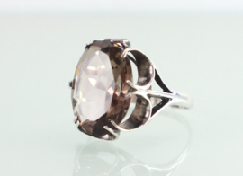 Vintage zilveren ring rookkwarts Londen, 1977