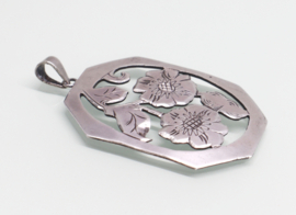 Vintage zilveren hanger bloemen Handarbeit