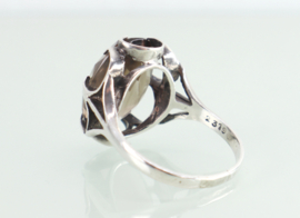 Vintage zilveren ring rookkwarts Londen, 1977