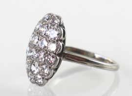 Art Deco witgouden ring met 18 diamanten