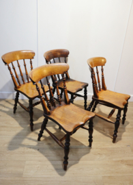 Set van 4 antieke Windsorstoelen