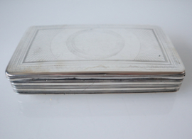 Antieke zilveren tabaksdoos met guilloche decor, 1848