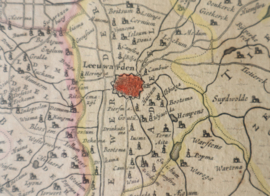 Antieke kaart Friesland Hondius, 17e eeuw