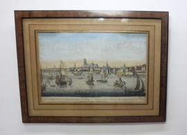Antieke gravure Rotterdam, 18e eeuw