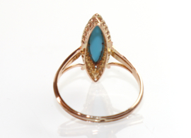 Antieke gouden ring met turkoois en zaadparels, 19e-eeuws