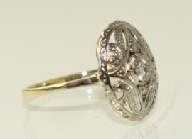 Antieke gouden Art Deco ring met oudslijpsel diamant