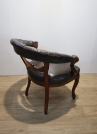 Antieke met leder beklede bureaustoel, 19 eeuw