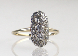 Art Deco gouden ring oudslijpsel diamanten, ca. 1910