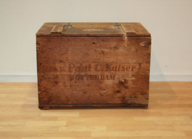 Vintage houten kist Paul Kaiser Rotterdam