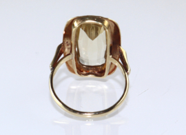 Vintage gouden ring met grote citrien