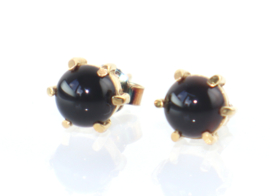 Gouden oorbellen, oorstekers met onyx