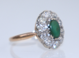 Antieke gouden ring met jade en diamanten, ca. 1920