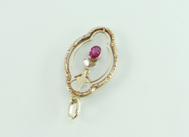 Gouden hanger roze saffier Hermann Siersbøl Denemarken