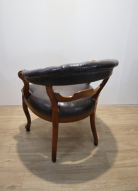 Antieke met leder beklede bureaustoel, 19 eeuw