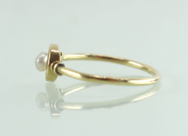 Antieke 18 karaat gouden ring parel