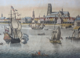 Antieke gravure Rotterdam, 18e eeuw