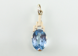 Art Deco gouden hanger blauwe spinel