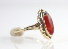 Vintage gouden ring met mosagaat