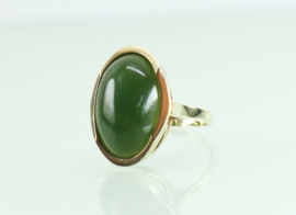 Vintage gouden ring grote ovale jade