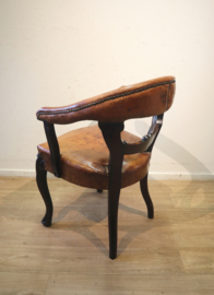 Antieke met leder beklede bureaustoel, 19 eeuw