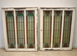 Set antieke glas-in-loodramen