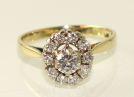 Vintage gouden rozetring met briljant geslepen diamanten