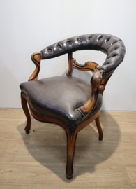 Antieke met leder beklede bureaustoel, 19 eeuw