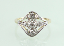 Antieke gouden ring oudslijpsel diamanten Art Deco