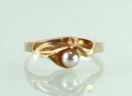 Vintage gouden ring parel Lapponia, 1979