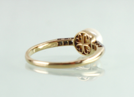 Antieke Art  Deco gouden ring met parel en diamant