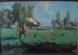 Bram Segaar (1888-1962), schilder in polderlandschap