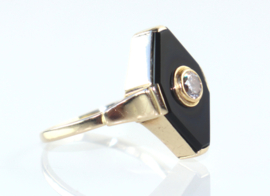 Antieke Art Deco gouden ring met onyx en diamant