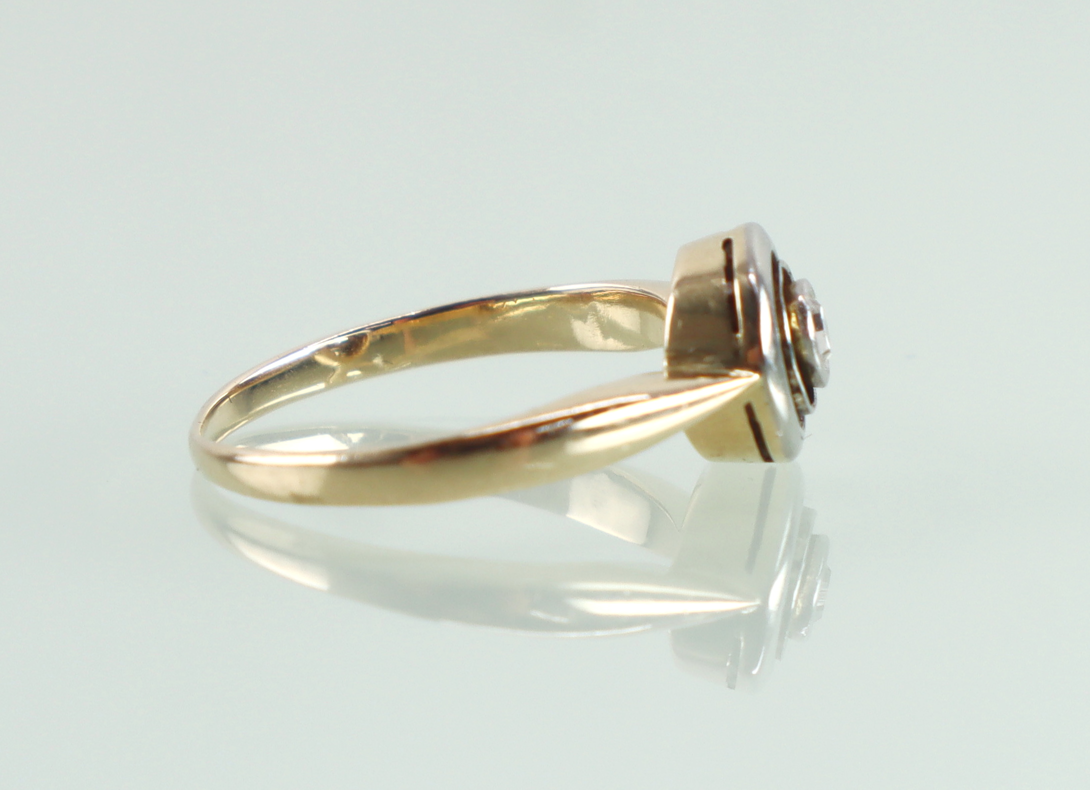 Antieke gouden target ring diamant Art Deco