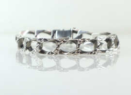 Vintage zilveren armband met bewerkte schakels