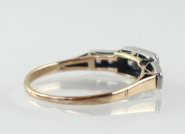 Antieke gouden ring met zes diamanten, Art Deco