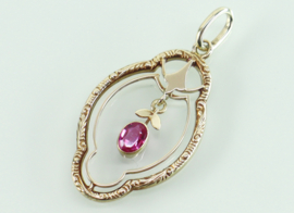 Gouden hanger roze saffier Hermann Siersbøl Denemarken