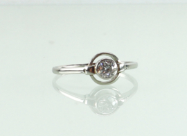 Art Deco witgouden platina ring oud slijpsel diamant