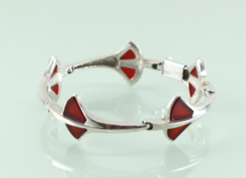 Zilveren armband palmbladeren met carneool