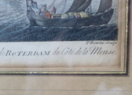 Antieke gravure Rotterdam, 18e eeuw